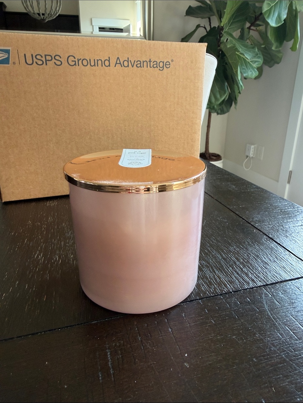 Pink Glass Candle Jar with Rose Gold Lid - Home Accents Candles & Holders